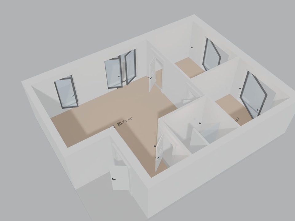 A 3D model shell of an apartment